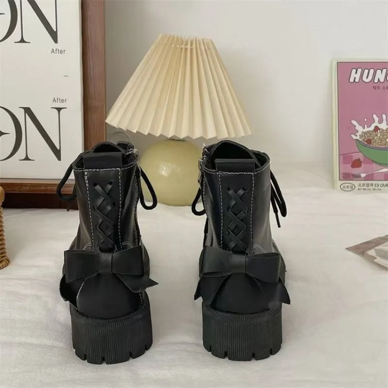 Kawaii Bow Tie Lolita Flat Platform Boots