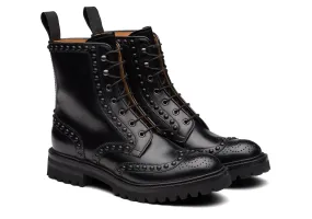 Luxury Edition - Artisian Made Black Italian Leather Spike Studded Fuiloro Wingtip Chunky Derby Boots - Hiking and Trekking Boots