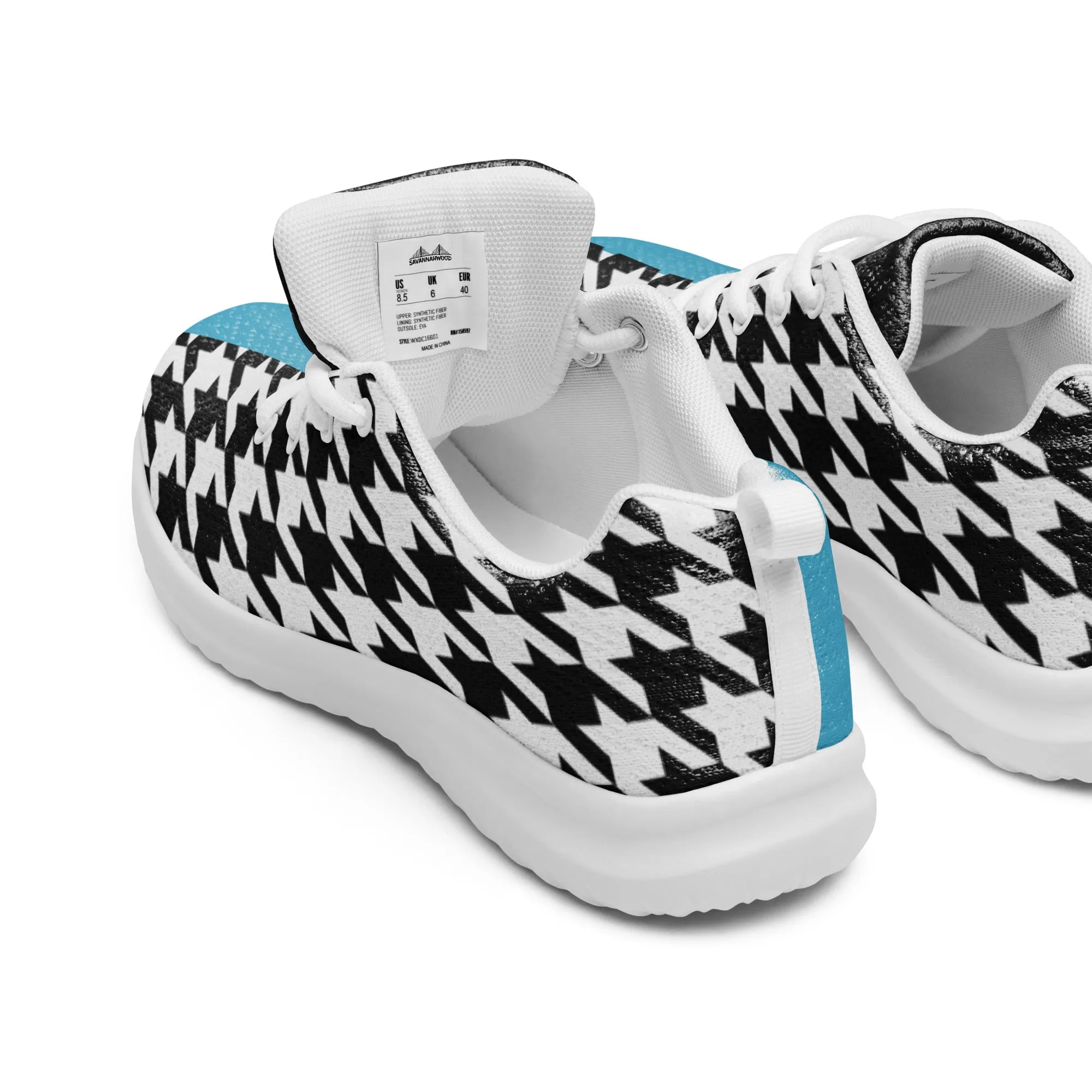 Men’s athletic shoes Teal and Houndstooth