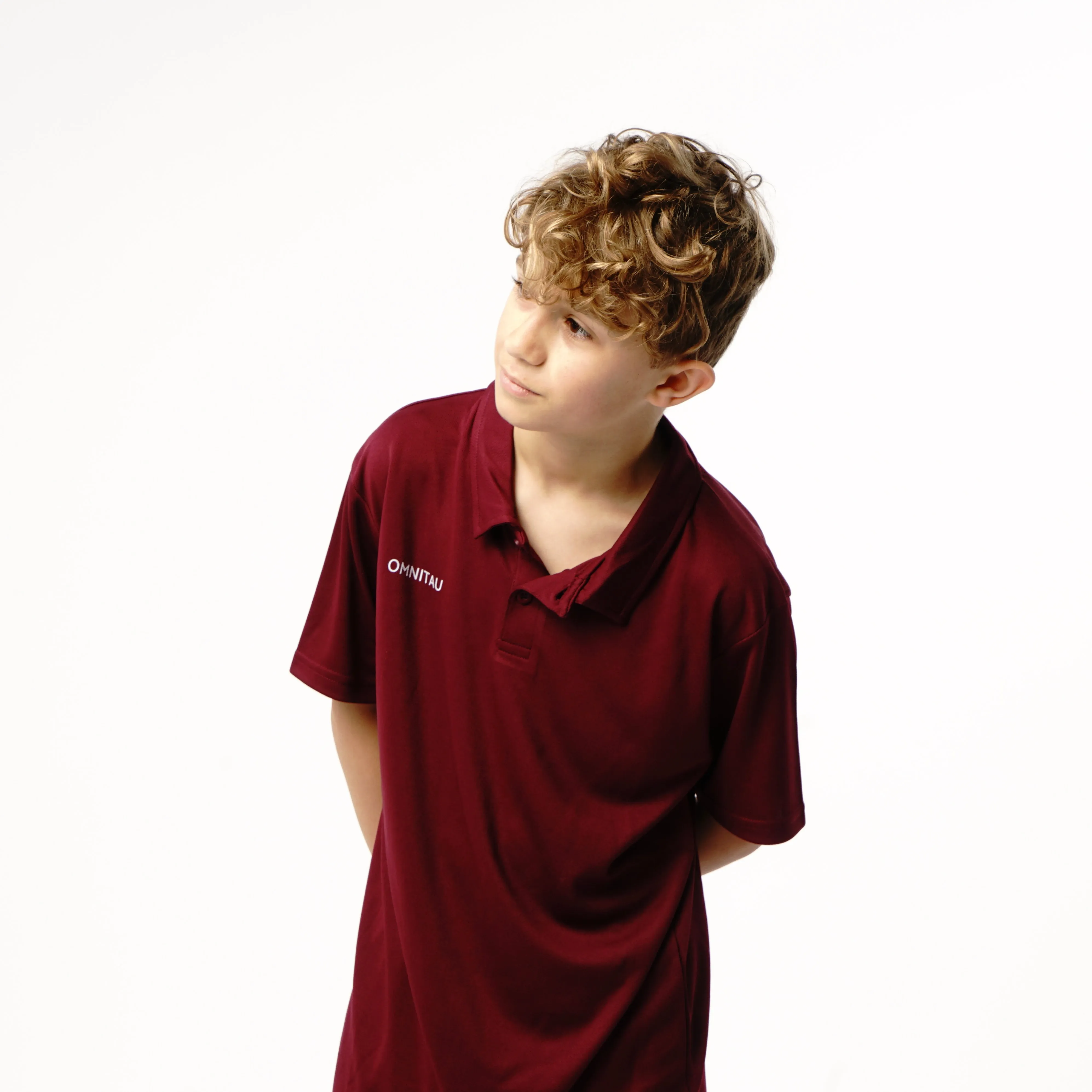 Omnitau Kid's Team Sports Breathable Technical Polo - Burgundy