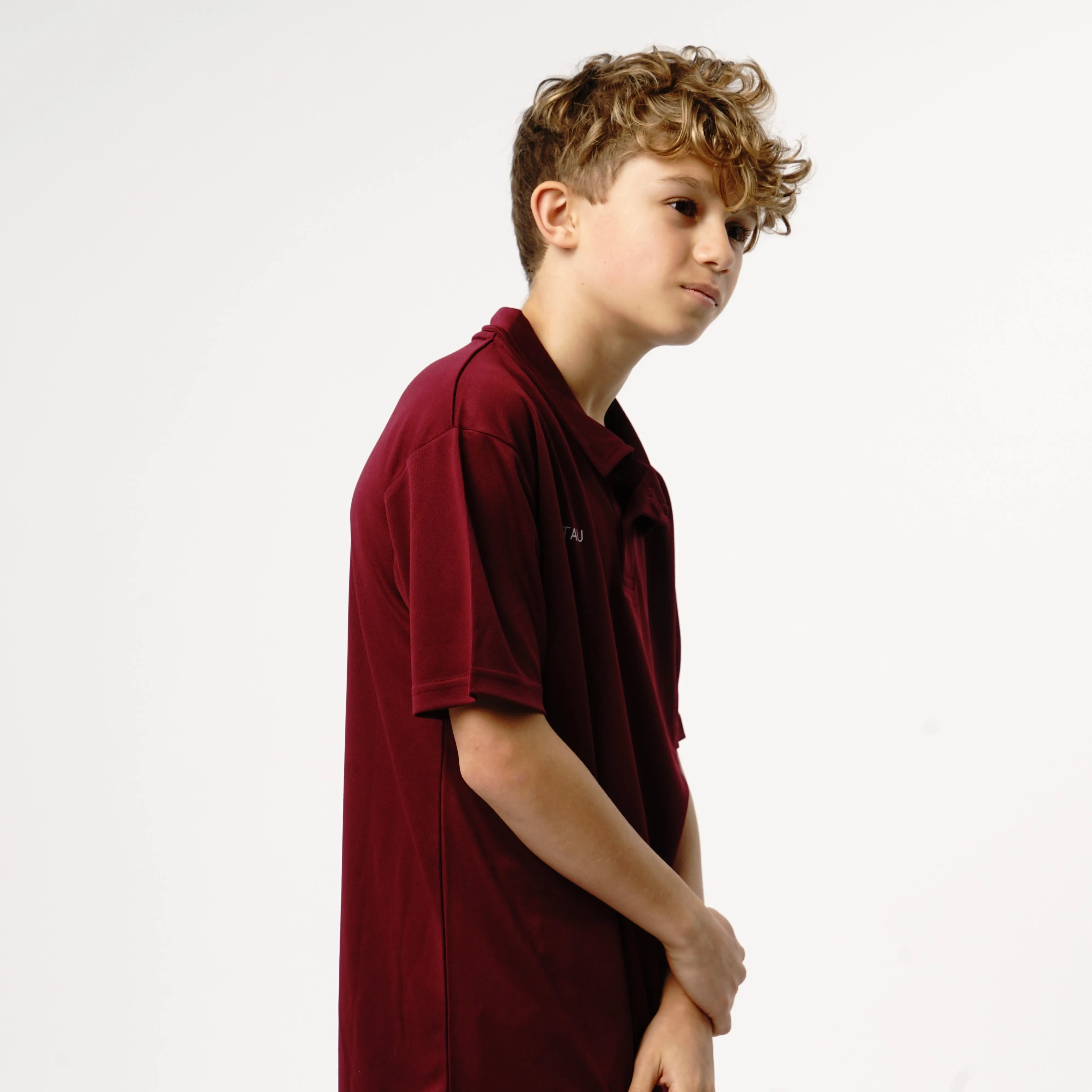 Omnitau Kid's Team Sports Breathable Technical Polo - Burgundy