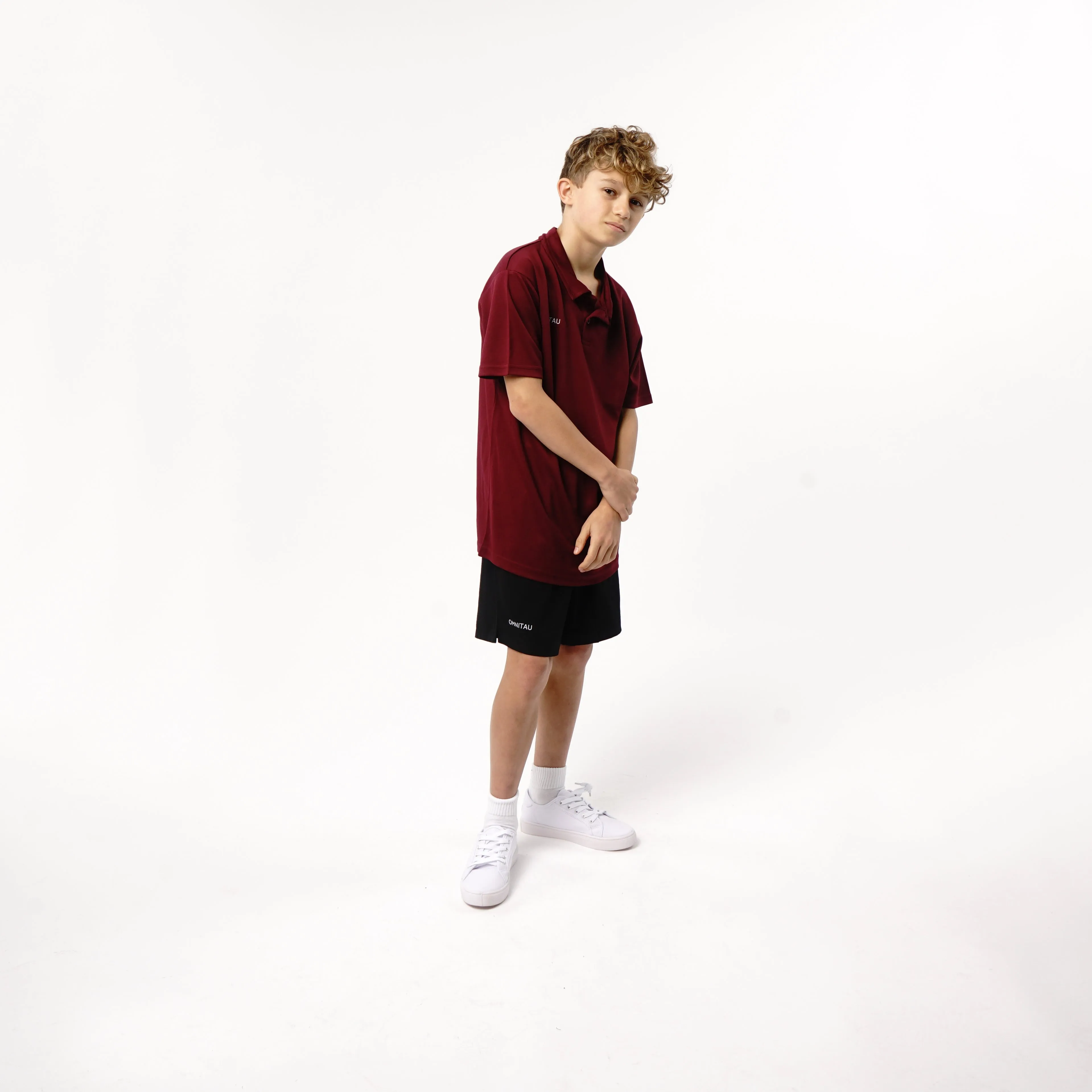 Omnitau Kid's Team Sports Breathable Technical Polo - Burgundy
