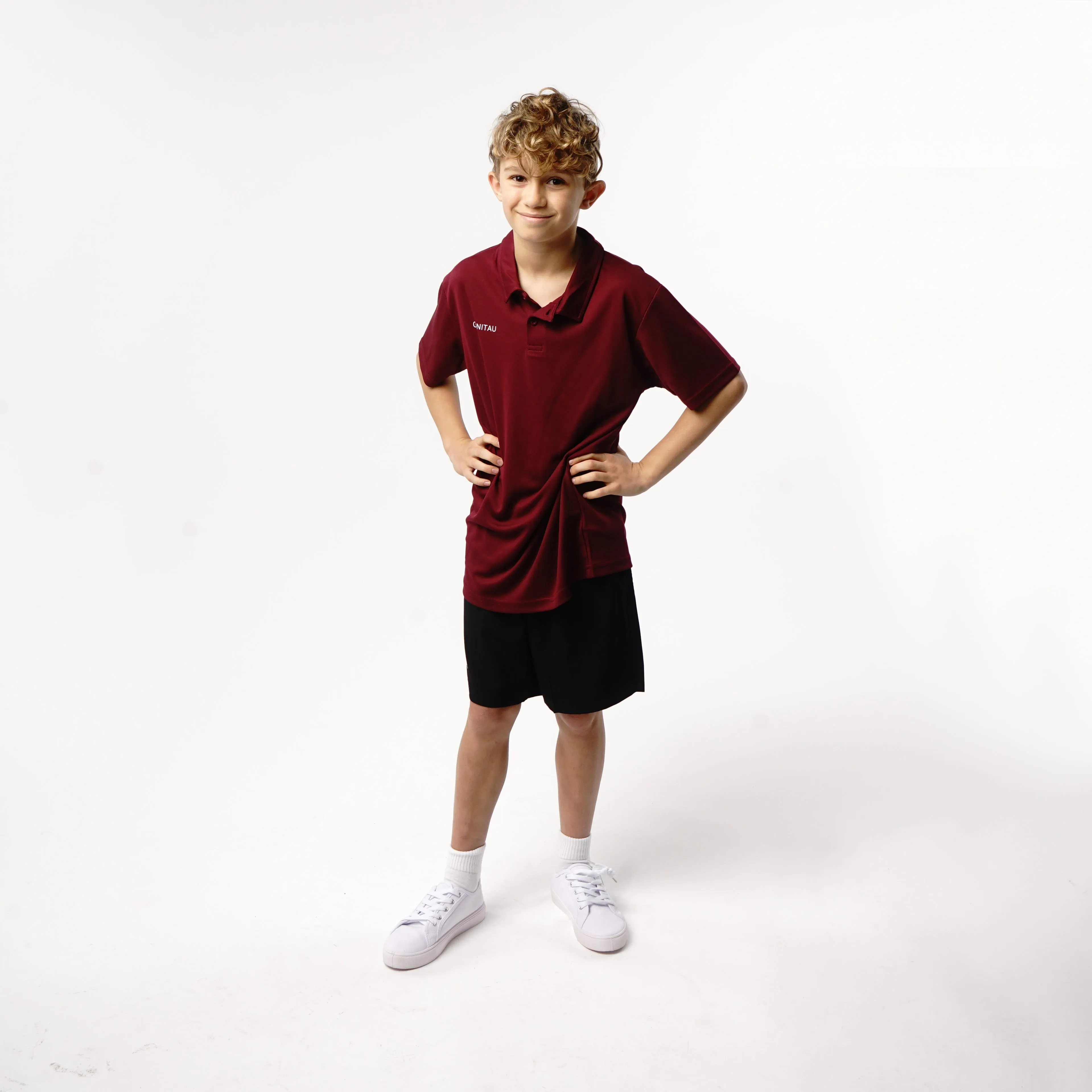 Omnitau Kid's Team Sports Breathable Technical Polo - Burgundy