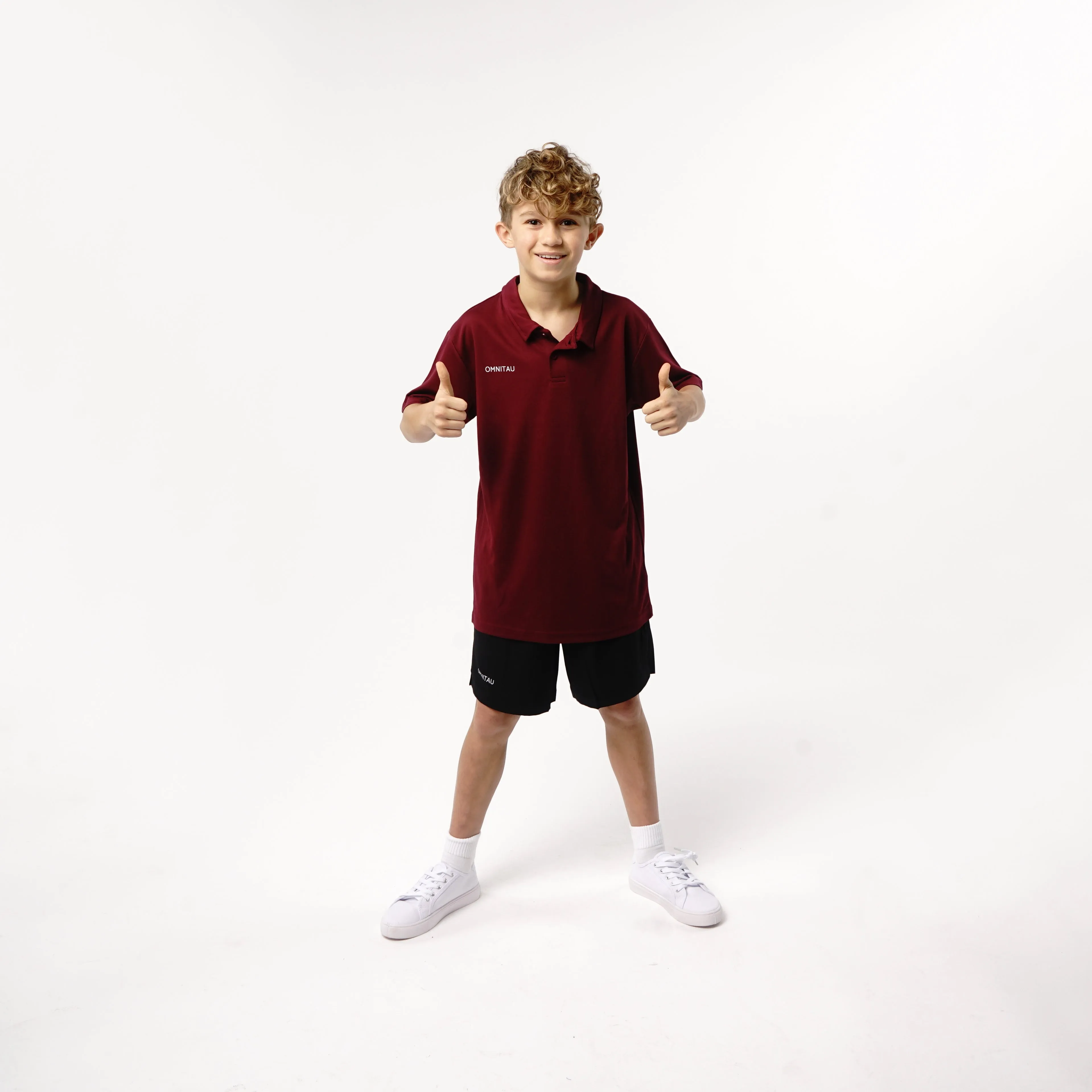Omnitau Kid's Team Sports Breathable Technical Polo - Burgundy