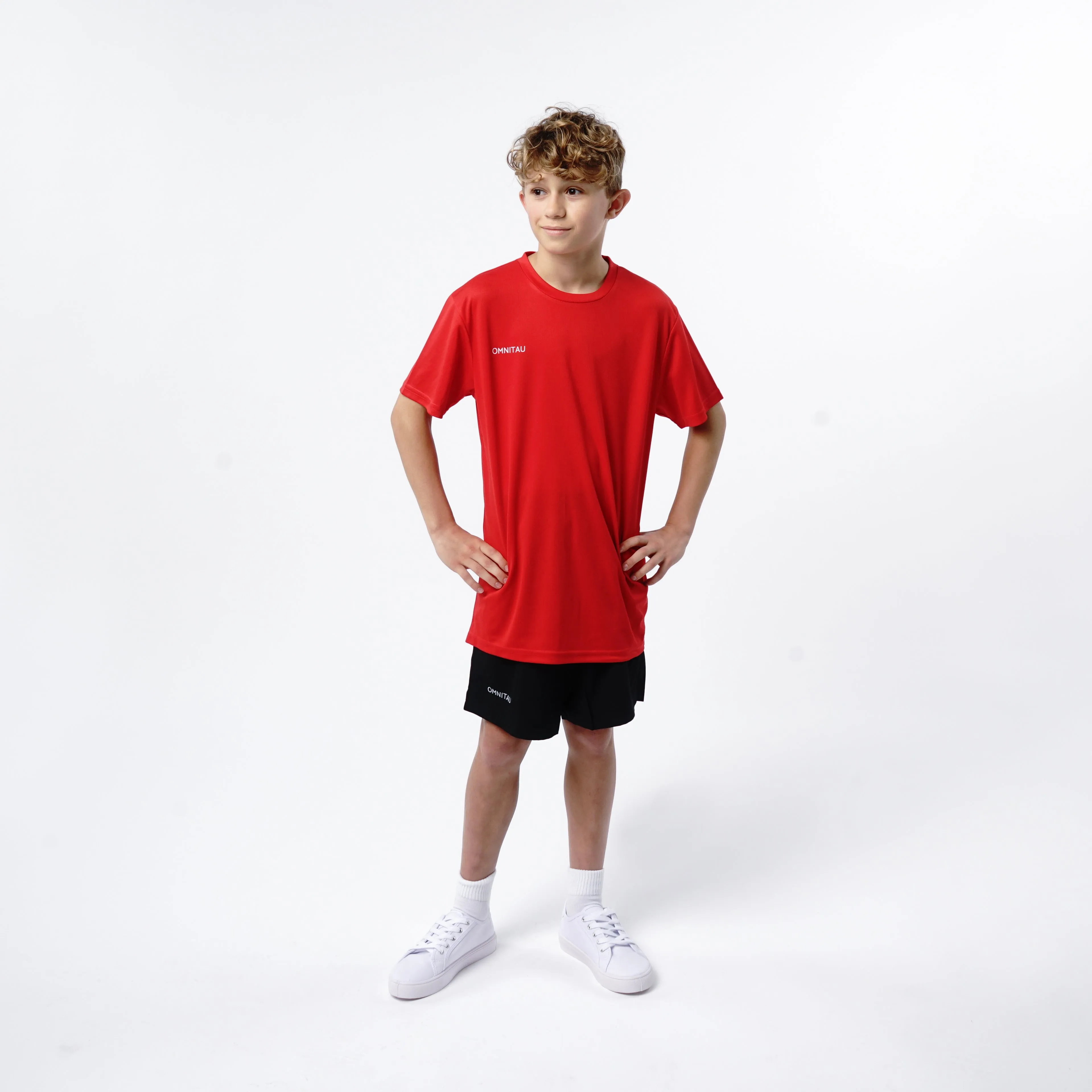 Omnitau Kid's Team Sports Breathable Technical T-Shirt - Red