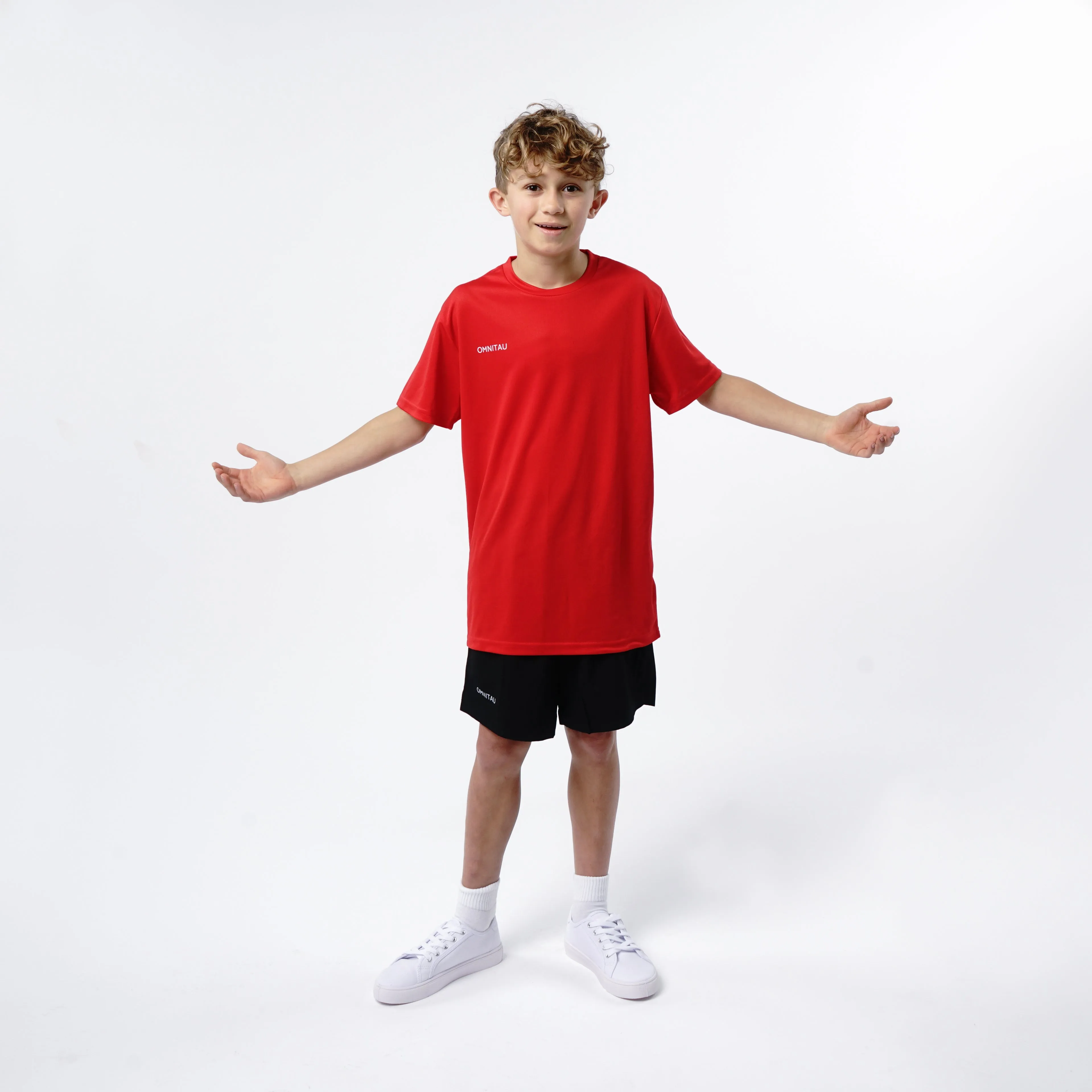 Omnitau Kid's Team Sports Breathable Technical T-Shirt - Red