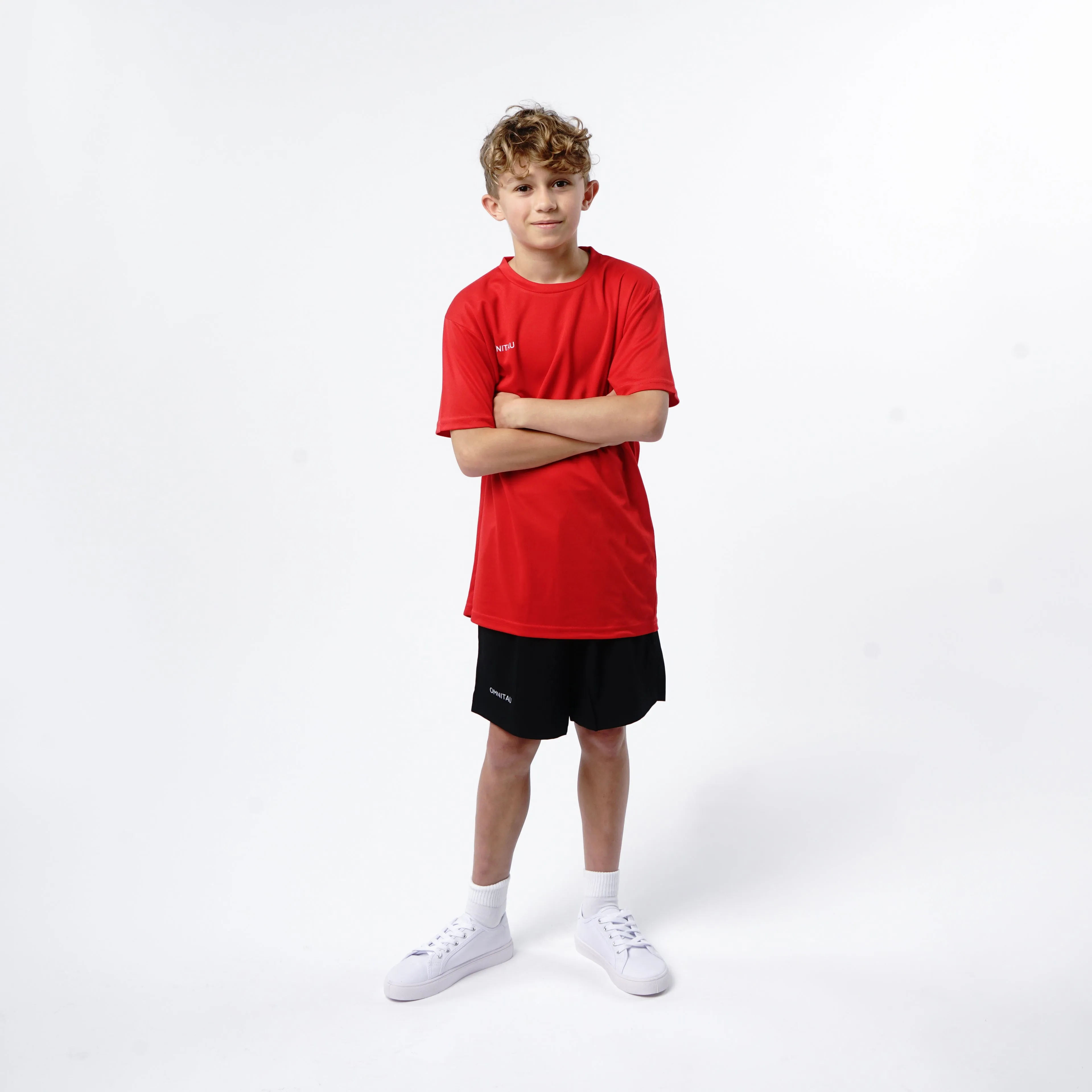 Omnitau Kid's Team Sports Breathable Technical T-Shirt - Red