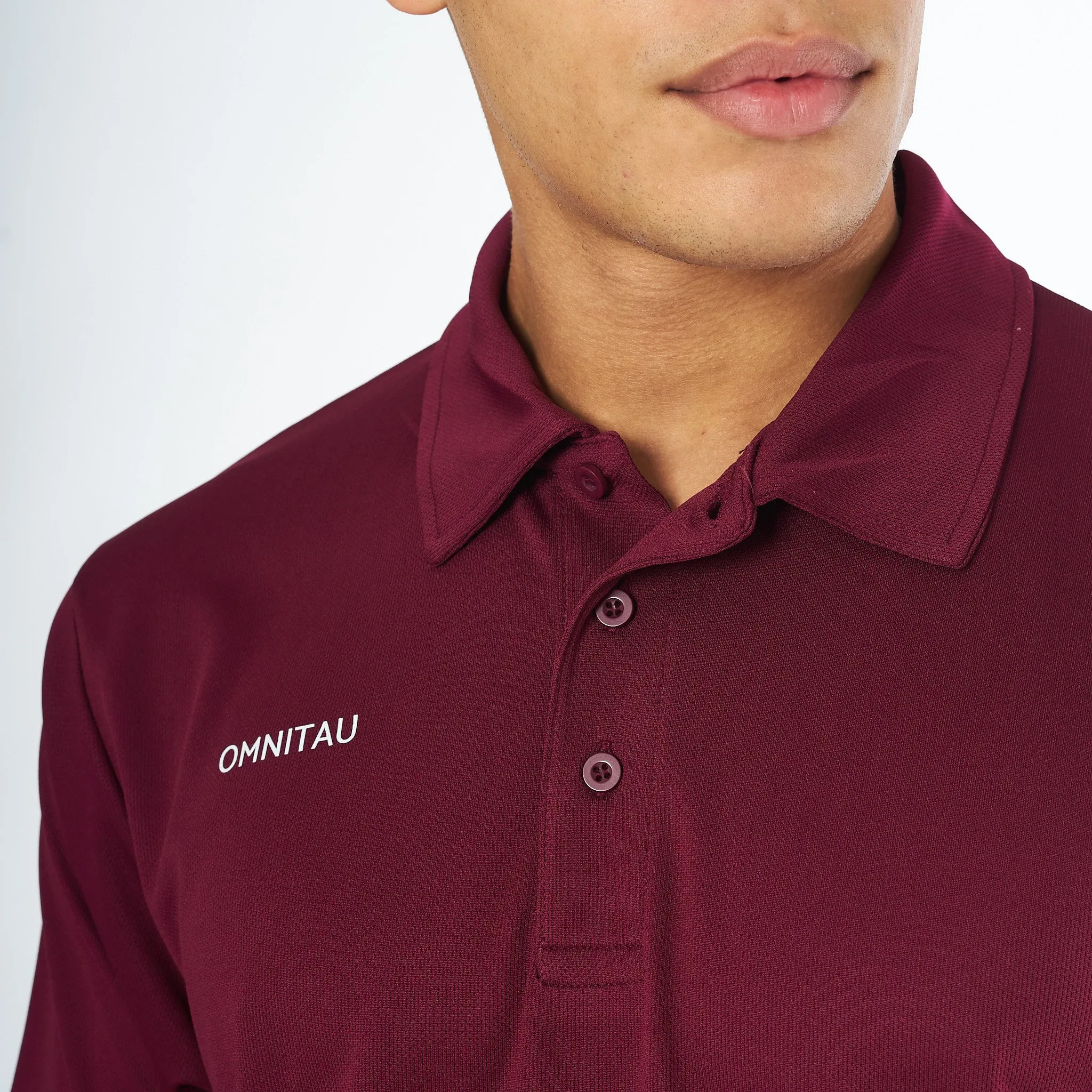 Omnitau Men's Team Sports Breathable Technical Polo - Burgundy