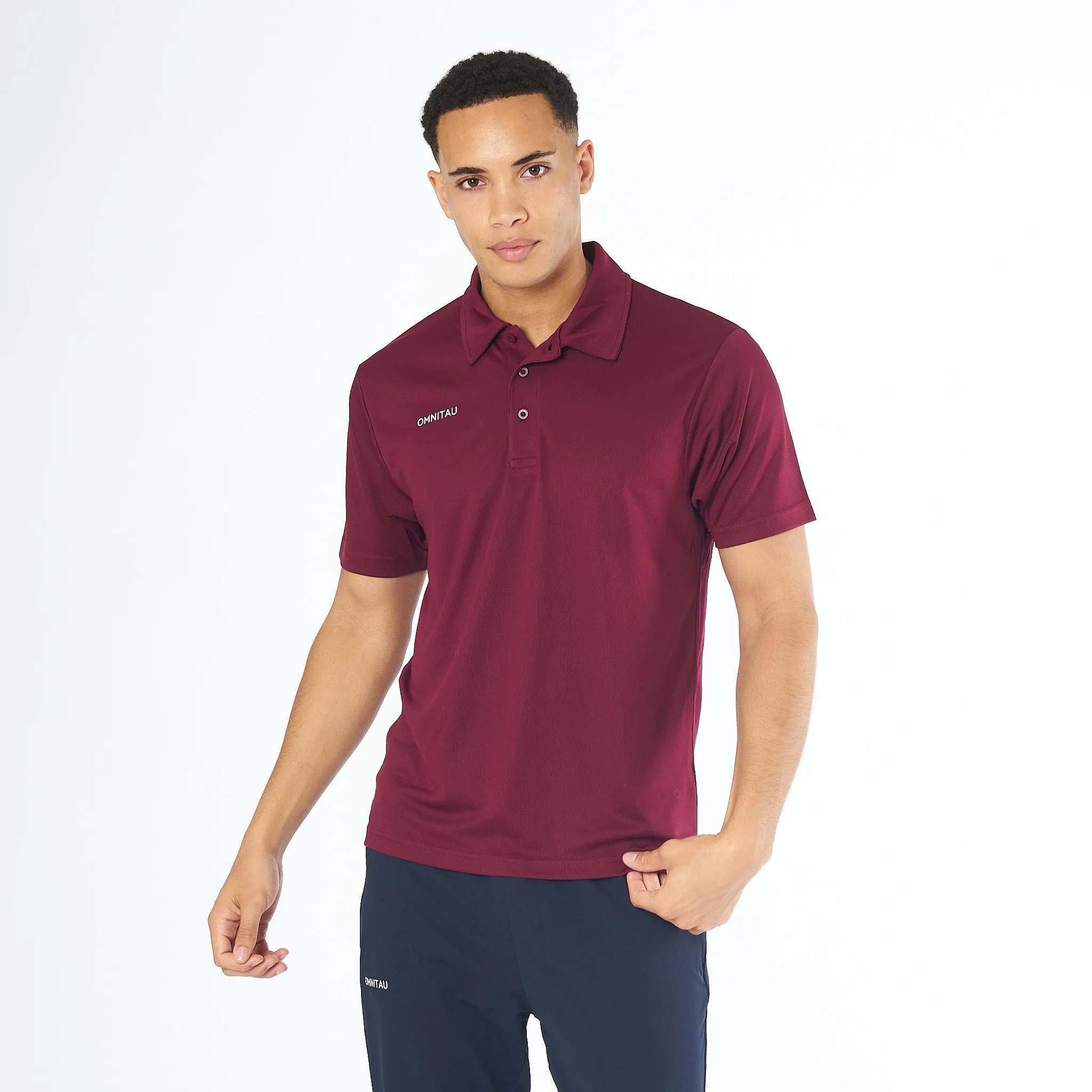 Omnitau Men's Team Sports Breathable Technical Polo - Burgundy