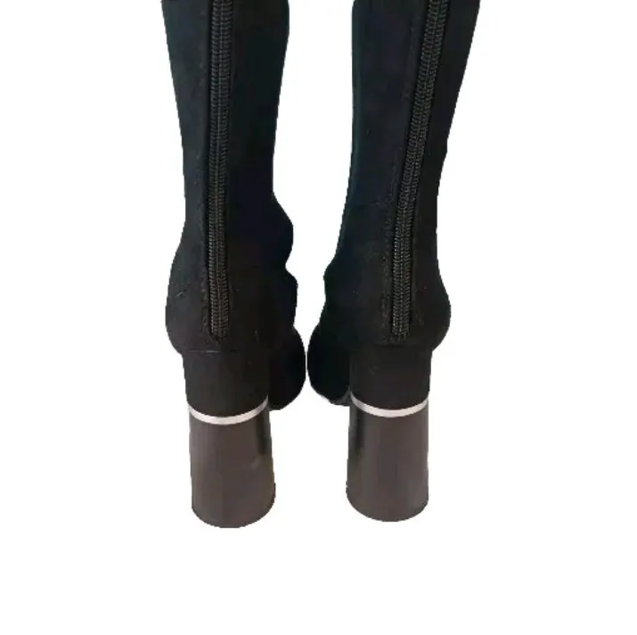 Public Desire Black Suede Boots, Size US 5