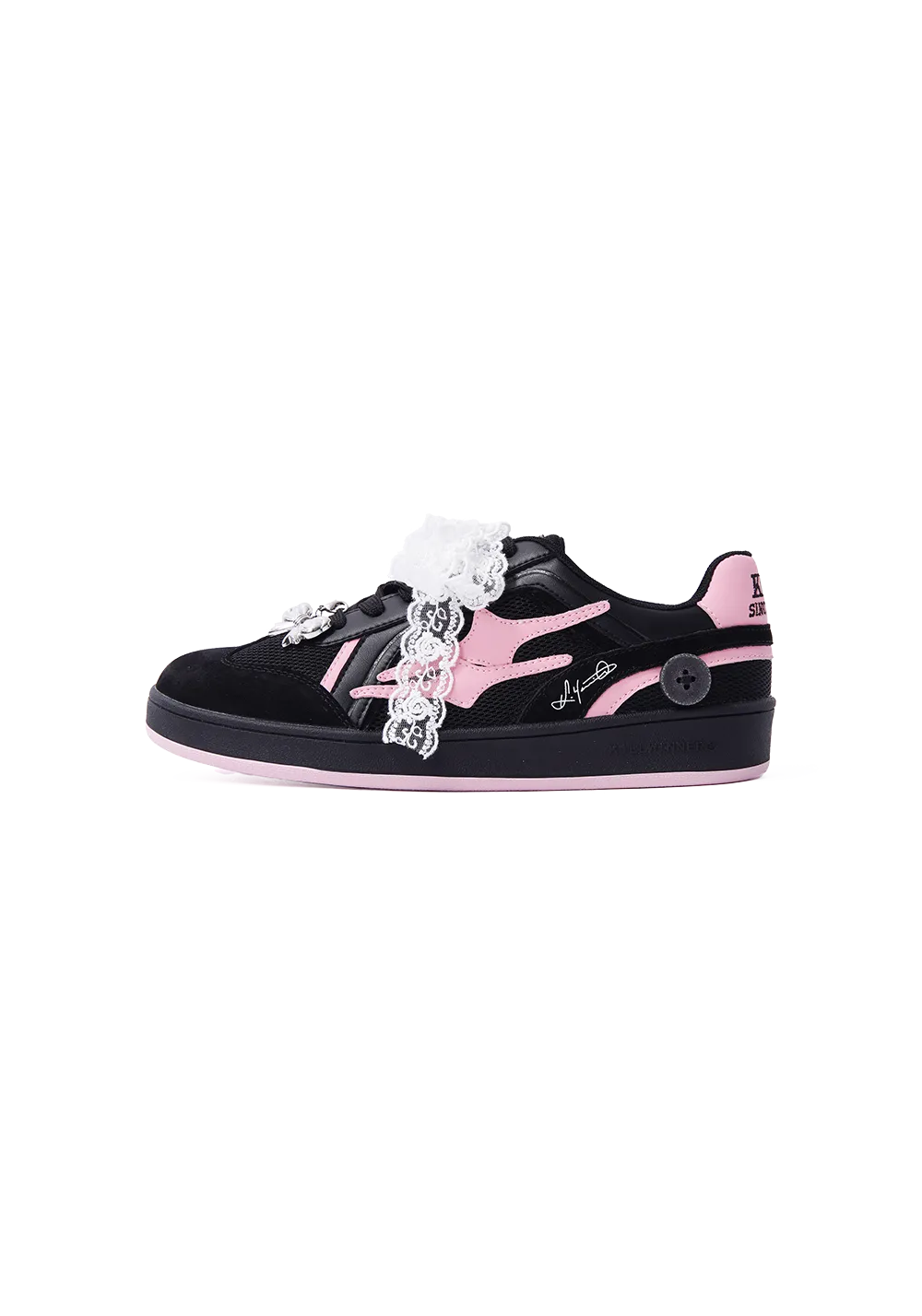 Retro Training Sneaker-Black Pink Bow