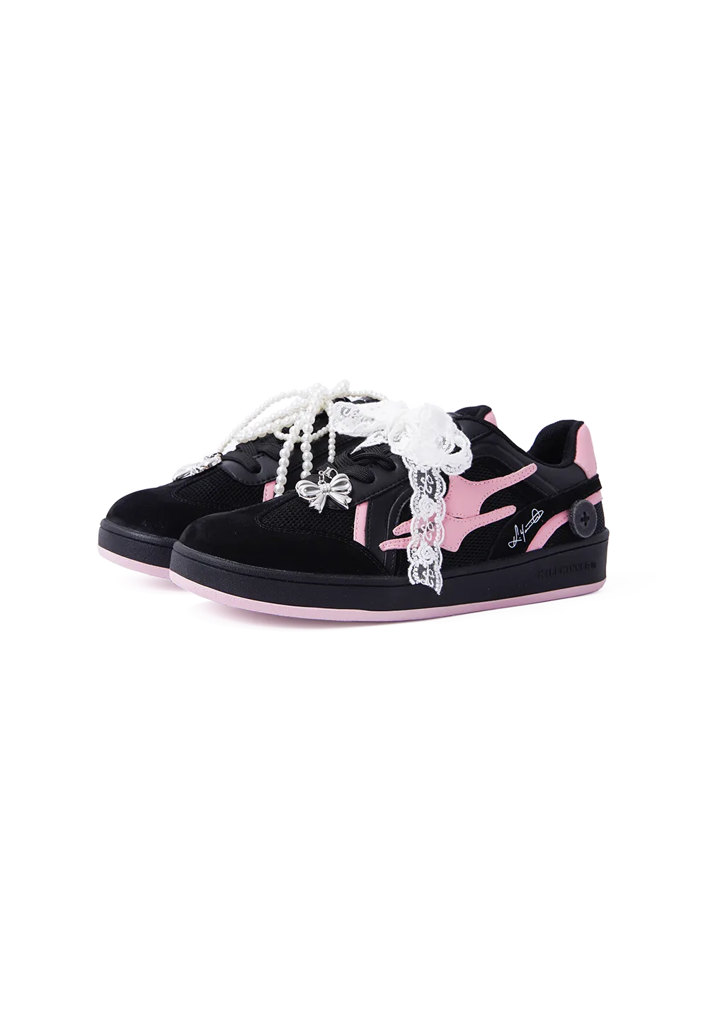 Retro Training Sneaker-Black Pink Bow