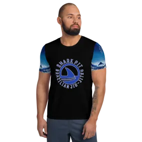 Shark Pit Logo Men's Athletic Shirt - Blue Waves