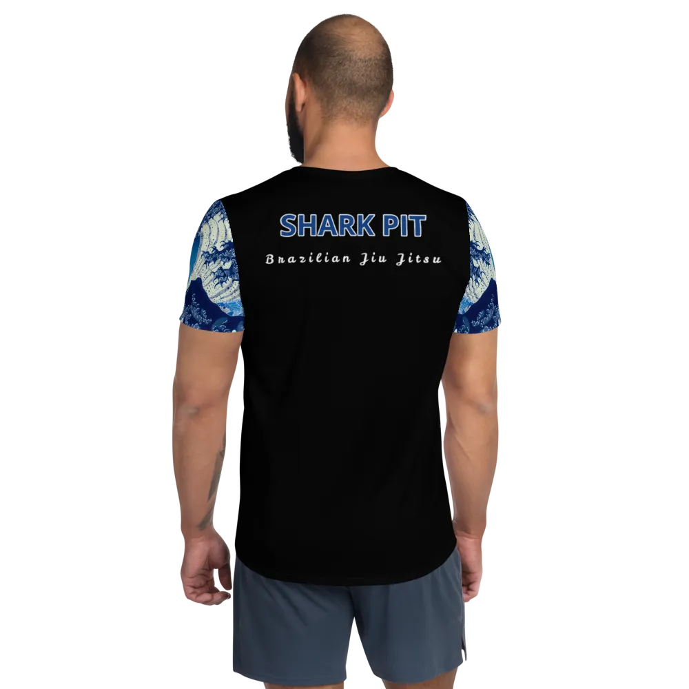 Shark Pit Logo Men's Athletic Shirt - Blue Waves
