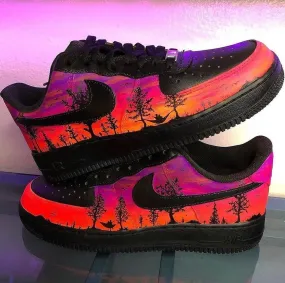 Sunset Camping Black Orange Custom Air Force 1