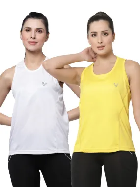 UZARUS Women's Dry Fit Workout Tank Top Sports Gym T-Shirt (Pack Of 2)